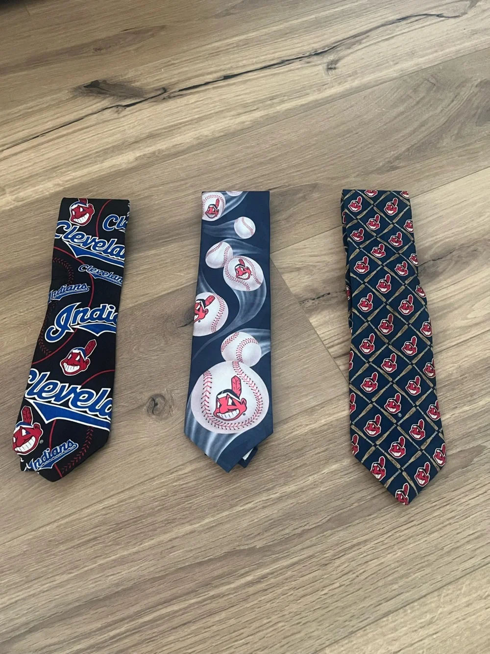 Ralph Marlin Cleveland-Themed Navy & Red Baseball Pattern Ties